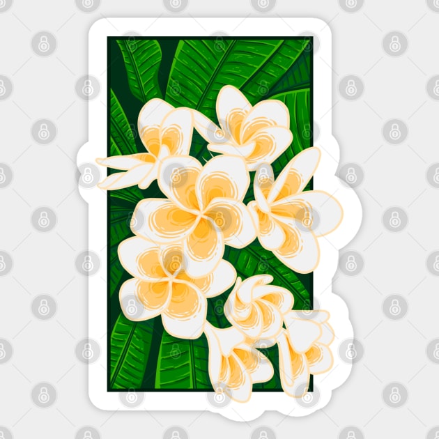 Doodle illustration of Balinese frangipani flowers Sticker by Wahyuwm48